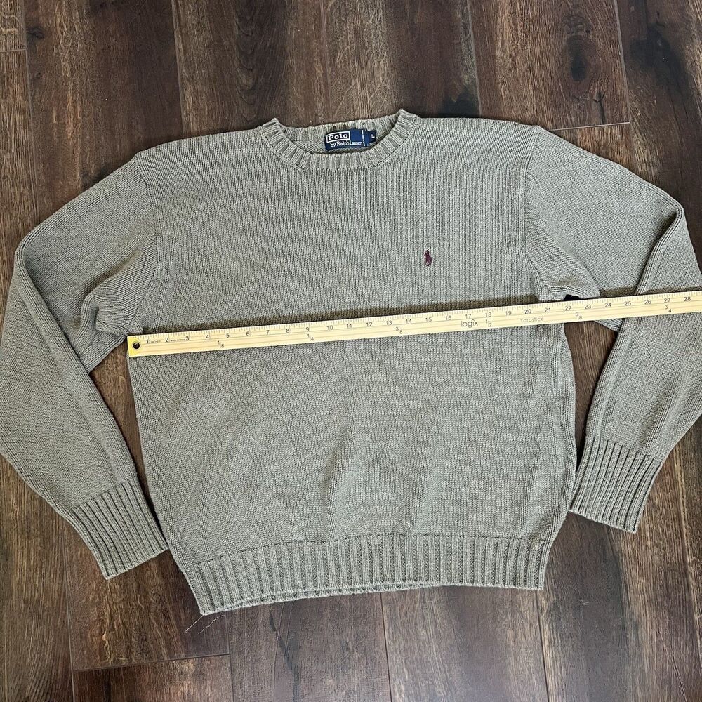Vintage Polo Ralph Lauren Sweater Men's Size Large Khaki Green Embroidered Logo - Picture 6 of 11
